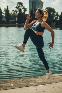 A women enjoying a running session outside